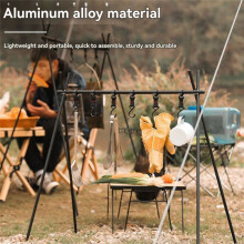 Folding Camping Storage Rack Portable Aluminum Alloy Triangle Rack Picnic Barbecue Tool Cool Camping Gear L