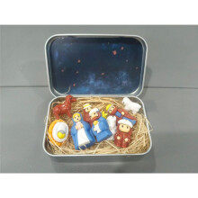 Crèche de Noël dans une Boîte en Métal, Crèche Portable Artisanale avec Figurines, pour Bureau, Maison