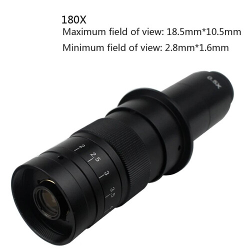 Industry Video Microscope Camera Objective Lens Adjustable Focus 180X C-MOUNT for -Compatible VGA Camera 2