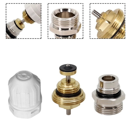 Brass Floor Heating Valve Core Set with Automatic Spring Return Needle Valve,Compatible with M30 X 1.5 Thermostatic 2