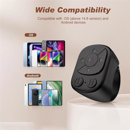Scrolling Ring Remote Control for TikTok, Page Turner for Smartphone,Camera Shutter Short Video Black 2