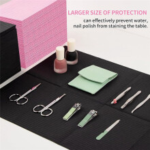 125pcs Disposable Nail Mats Foldable Nail Paper Towels, Table Acrylic Nail Practice Sheet,Nail Table Practice Mat Black