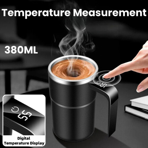 380ML Self-Stirring Electric Coffee Mug Black and White Cup 2