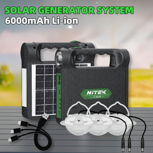 6000mAh Portable Solar Generator Kit with LED Lights 2