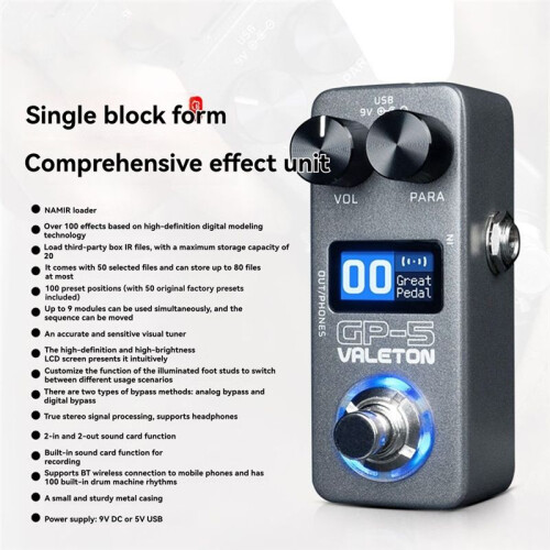 VALETON GP-5 Super Compact Multi-Effects Processor NAM/IR Loader Pedal Supports Loading Third-Party Enclosure IR Accurate 1