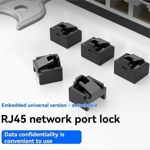 10PCS RJ45 Inserts Lock with Key Dust-Proof Network Plug Enhances Data Security Protection for , Router Red 2