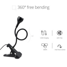 Tischlampe mit USB-Anschluss, Leselampe mit Halterung, Schreibtischlampe, Nachttischlampe, Schlafzimmerlampe
