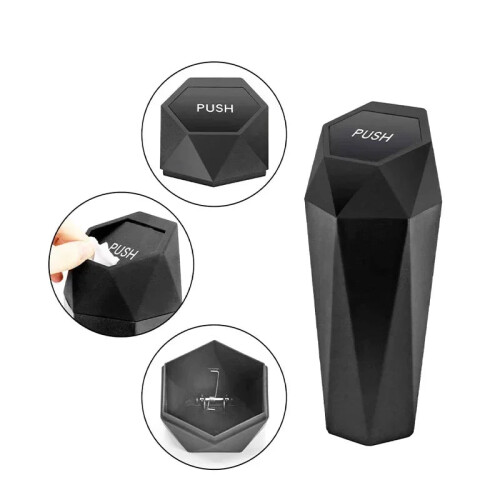 Portable Mini Car Trash Can–Waterproof Storage Bin with Lid Black 2
