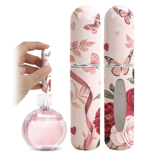 3Pcs Atomizer Perfume Bottles, Bottle Refillable Atomizer with Floral Butterfly Pattern, Portable Travel Container 2