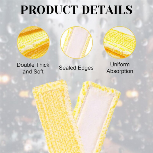 Window Cleaning Mop Cover Set Replacement Microfibre Mop Cover with 2 Rubber Lip Squeegees Highly Absorbent Window 2