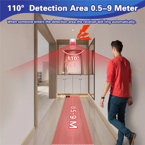 Infrared Detector Motion Sensor PIR Human Body Movement Alarm Welcome Security 2 Modes 120dB 433MHz Remote Control 2