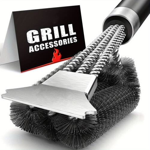 BBQ Grill Brush with Scraper with 3-Head 2
