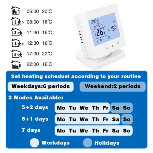 RF Wireless Room Thermostat for Gas Boiler Heating Touch Screen Controller Home Programmable WiFi Thermostat 2