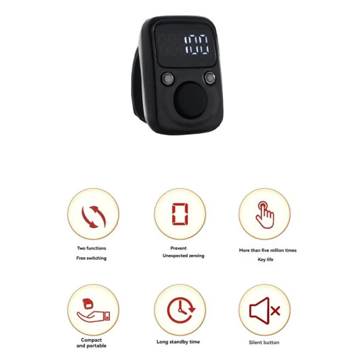 LED Electronic Counter Rechargeable with  Counter Convenient 5-Digit Adjustable Finger Ring Counter Brown 2