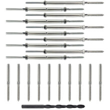 10 Paar Lag Screw Swage Turnbuckle Tensioner en Lag Screw Stud Fitting voor 1/8inch Cable Deck Railing Kit