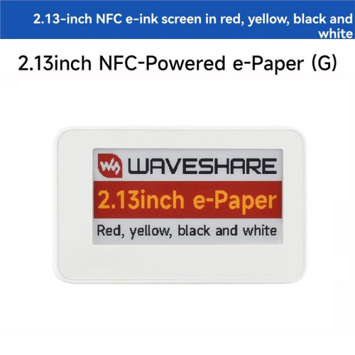 Waveshare 2.13 Inch NFC-Powered E-Paper Wireless EPaper Eink Display Screen Module for Mobile Android APP 4-Color Displaying 1
