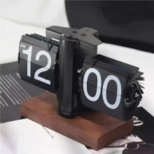 Flip Desk Clock, Digital Retro Clock with Automatic Rotating Tube, Battery Operated Mechanical Melting Clock Decoration