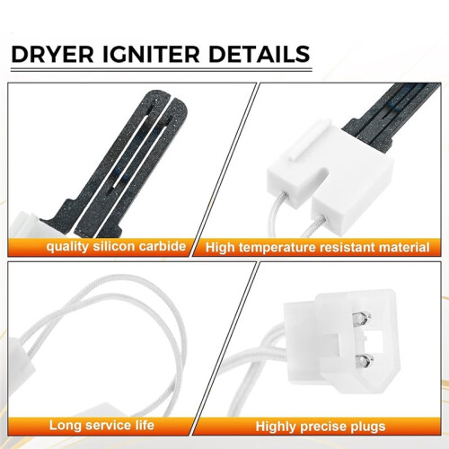DC47-00022A Dryer Igniter for  Dryer Bracketless Flat Style Ignitor Replacement for 31001556 WP33002789 1
