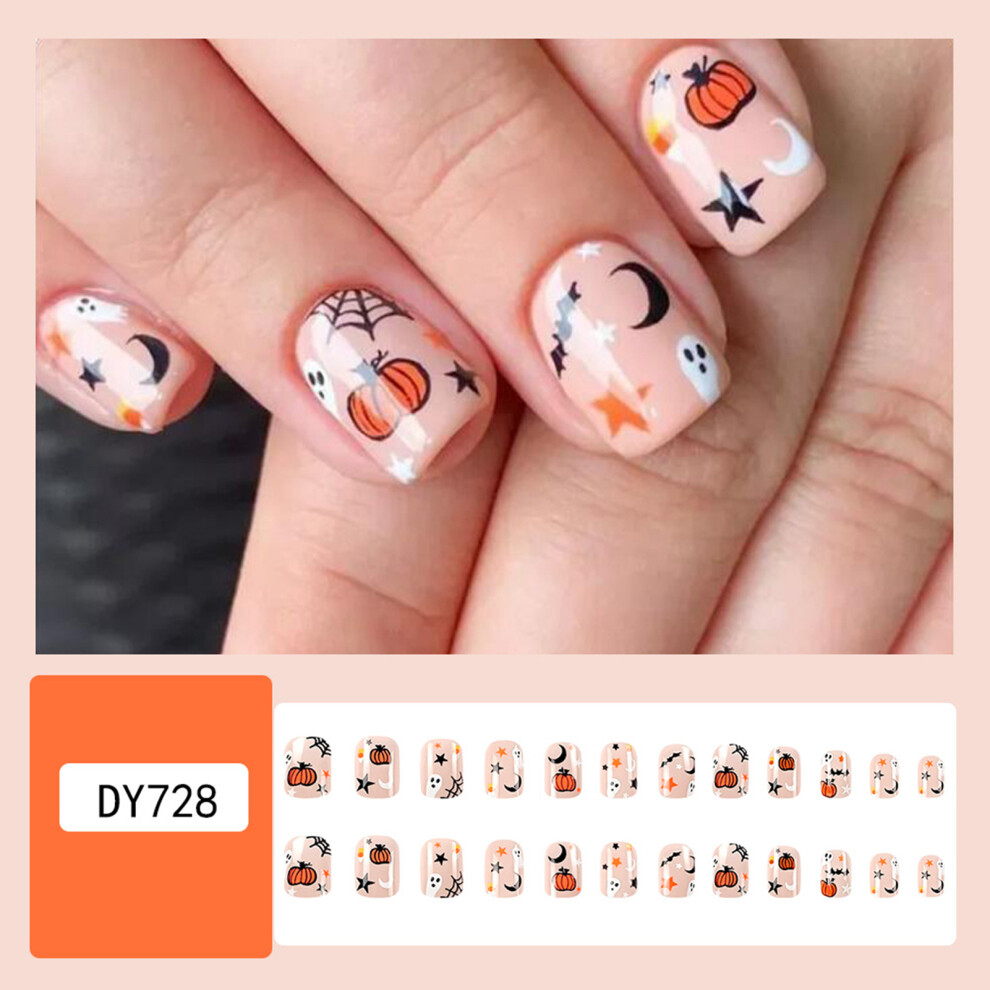 Dachuang Beauty (Glue Models) Cute Cartoon Pumpkin Fake Nails For Ladies
