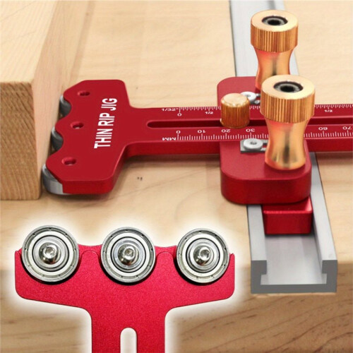 Thin Rip Table Saw Jig,3 Pulleys Thin Rip Jig for Making Repetitive Narrow Strip Cuts 1