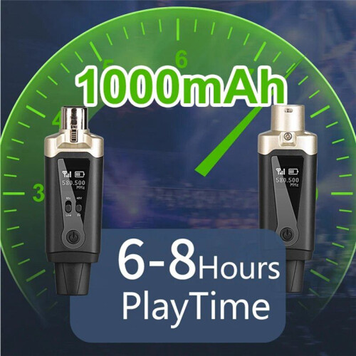 Wireless Microphone System XLR Mic Converter Adapter UHF Automatic Transmitter Setup for Condenser Dynamic Mic 1