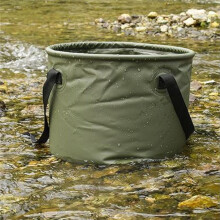 Seau de Camping Pliable Multifonctionnel, Seau de Pêche Portable, Seau à Eau Télescopique Monté sur Véhicule, Vert Militaire