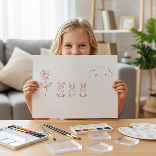 7 Pcs Acrylic Stamp Block Set, Smll Clear Stamping Tools with Grid Lines Assorted Sizes for Scrapbooking, Card Making 2