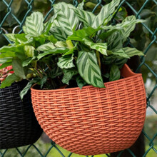 Wine Red Wall Flower Pots Wall-Mounted Flower Pots Semi-Circular Fence Flower Pots with Drainage Hooks