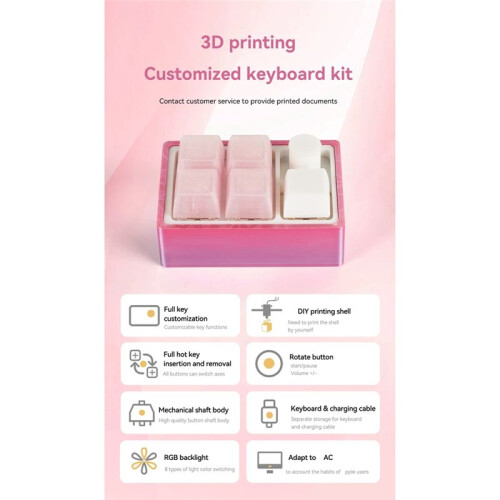 DIY 3D Printing  Keyboards Kit DIY Mechanical Keyboard Button Customized, Print Model is Not Included, for Win 1