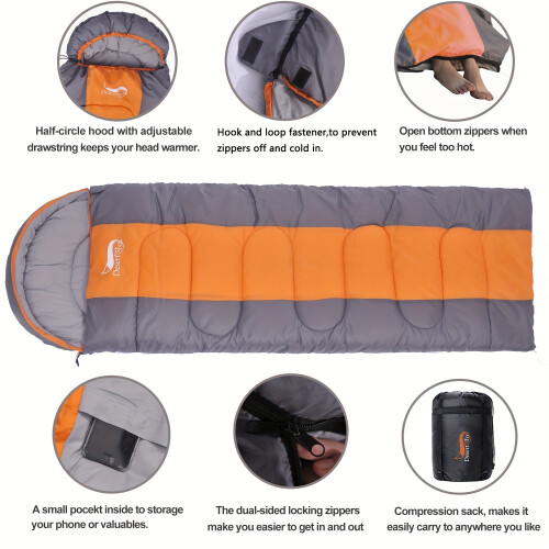 3-Season Lightweight Sleeping Bag for Hiking Camping 2