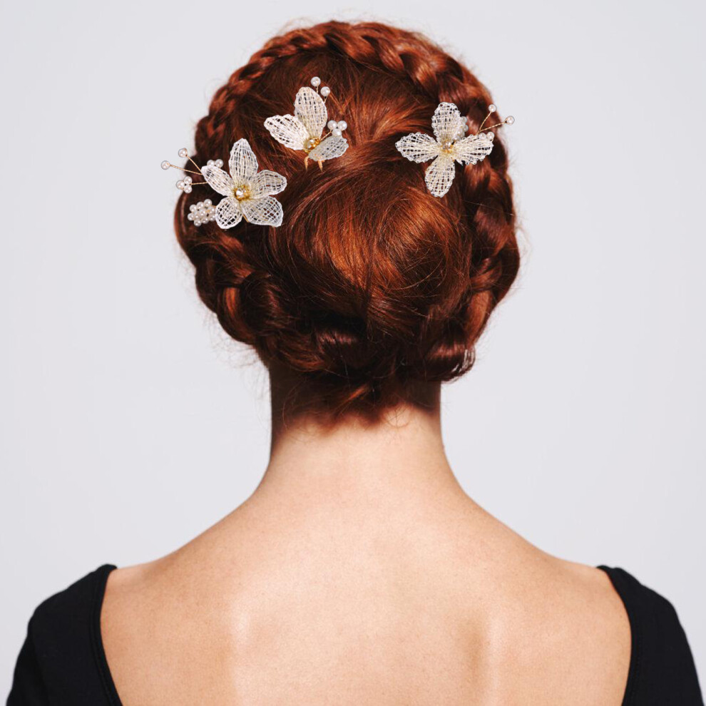 Dachuang Beauty 3Pcs Floral Hairpins For Wedding & Formal Events