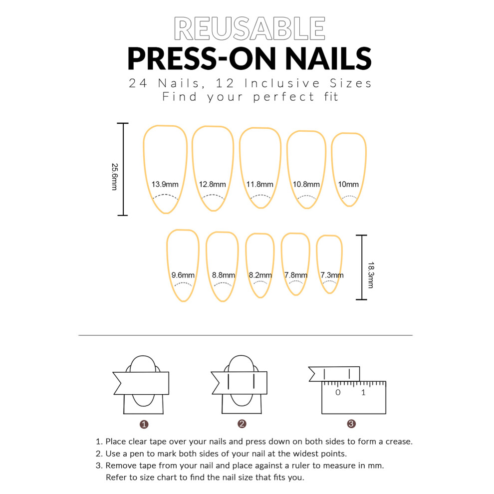 Dachuang Beauty White Tip Almond Fake Nails - Chip & Smudge Proof