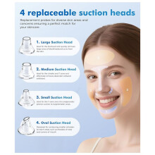 Éliminateur de Points Noirs pour Peaux Sensibles, Nettoyant pour Pores Du Visage avec 4 Têtes Amovibles et Kit en Acier Inoxydable