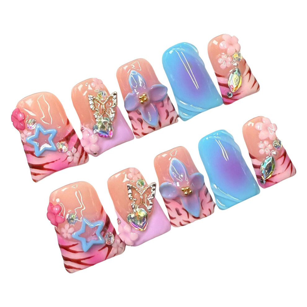 Penghui-Toys (M) 10Pcs Rhinestone False Nails For Travel Dating