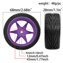RED SPIDER 4pcs Metal TE37 Wheel Rim Tire 12mm Hex for TT01 TT02 TT02B TA06 XV01 1/10 RC Racing Car Upgrade Parts