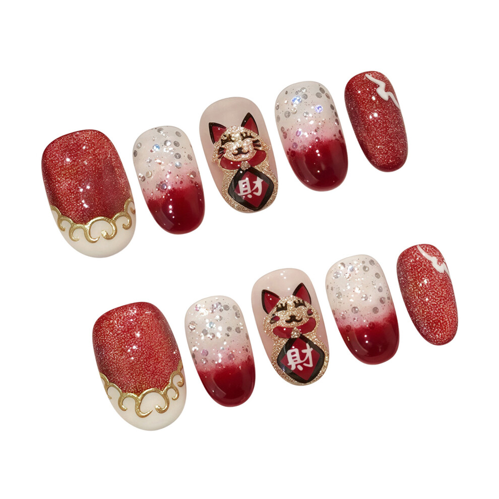 Dachuang Beauty (S) Glam Sequins Fake Nails - Zero Pressure Design