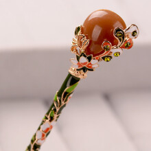 (Brown) Vintage Jade Hairpin for Thick Hair Styling