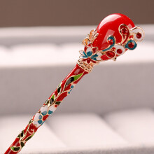 (red) Vintage Jade Hairpin for Thick Hair Styling