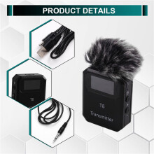 Sistema de Microfone Sem Fio 2.4G Microfone de Lapela Transmissor Receptor Clipe de Redução de Ruído Integrado 2 Transmissores