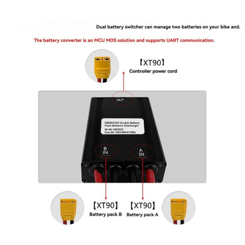 Electric Bicycle Dual Battery Connect 40V-100V 120A Adapter Discharge ...