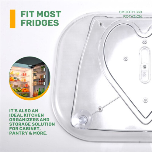 360 Rotating Lazy Susans for Refrigerator Rectangular Fridge Organizer Cabinet Tray Refrigerator Organizers and Storage
