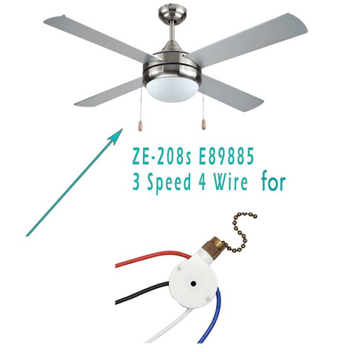 3PCS Ceiling Fan Lights  ZingEar ZE-208S E89885 3 Speed 4 Wire Fan  Pull Chain ,Fan Lights ,Bronze 2