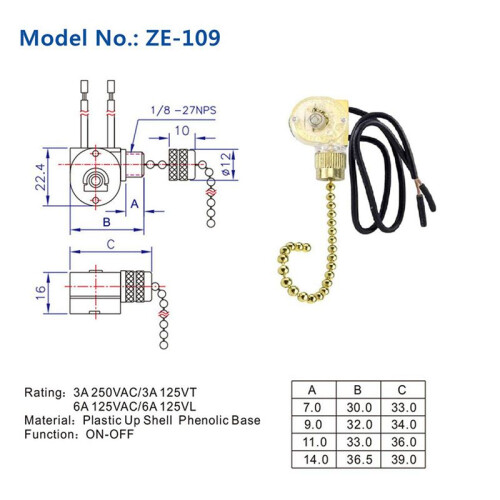 9Pack Ceiling Fan Light  ZE-109 Fan  Ceiling Pull Chain  Replacement (Brass) 2