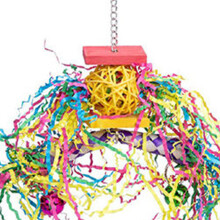 (B) Parrot Chewing Toy with Wood & Paper Stripe for Birds