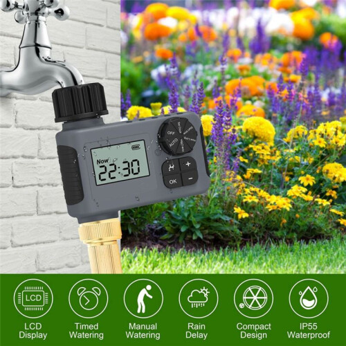 Electronic Garden Water Timer with LCD Screen Single-Outlet Hose Irrigation Controller Efficient Water Management Tool B 2