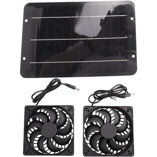 2X 12V Solar Exhausts Fan 6 Inch Ventilator Solar Panel Powered Fan Air Extractor 1