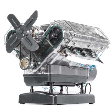 V8 Engine Model Kit Internal Combustion Model V8 Motor Simulation Eight Cylinder Engine Can Be Activated DIY Toy