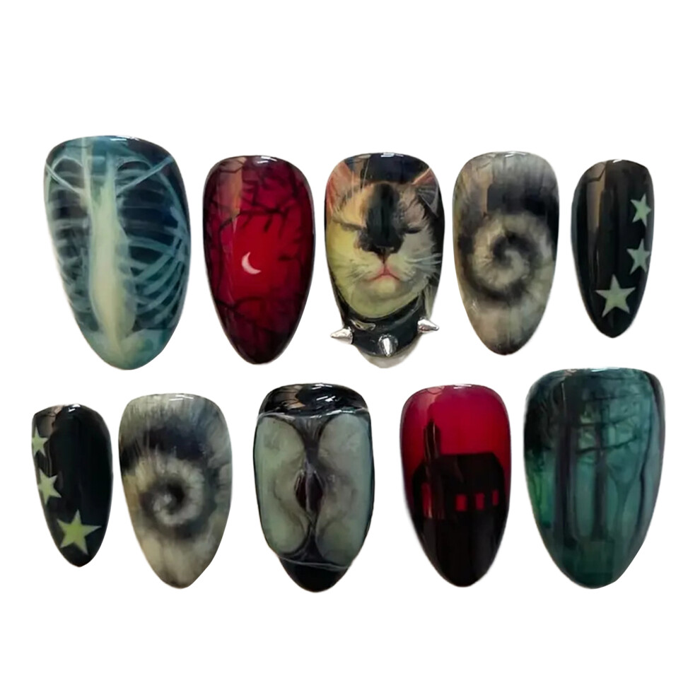 Dachuang Beauty (Xs) 10Pcs Dark Almond Press-On Nails, Chip & Smudge Proof