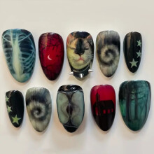 (M) 10 Ongles en Résine Amande Foncé, Anti-Casse
