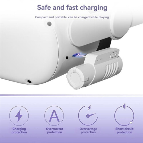 VR Headset Battery Pack Slim Design Type-C Rechargeable 5000mAh Extended Power A6 1